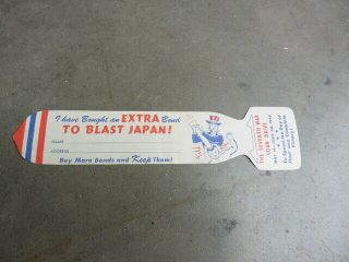 1945 Ww2 Home Front War Loan Drive Die Cut Bomb Shape Anti Japan Promo Sticker