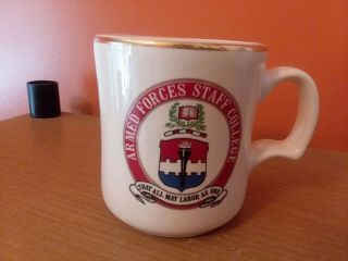 1970s Armed Forces Staff College Coffee Mug Vintage Military Ceramic