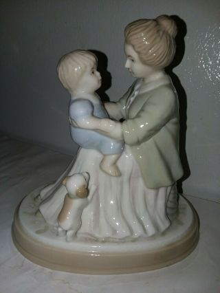 Avon Porcelain Mother And Child W/ Dog & Bear Figurine - 1995 Fine Collectibles