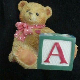 Enesco Cherished Teddies Bears Alphabet Letter " A " Block