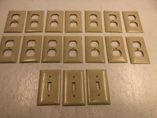 Sierra Electric Outlet Plate Wall Cover D - 8 Ivory Ribbed Art Deco Vintage Plug