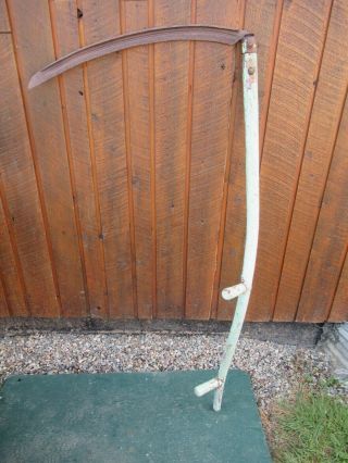 Great Vintage Antique 56 " Long Scythe Hay Grain Sickle Farm Tool Blade 27 " Long