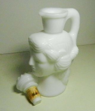 - Vintage Collectible Avon White Milk Glass Goddess Head Grecian Cruet Bottle 2