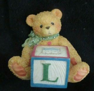 Enesco Cherished Teddies Bears Alphabet Letter " L " Block