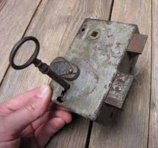 Old Iron Door Lock With Key Industrial