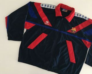 Barcelona Fc 1992/95 Kappa Training Football Track Top Xl Vintage Soccer Jacket