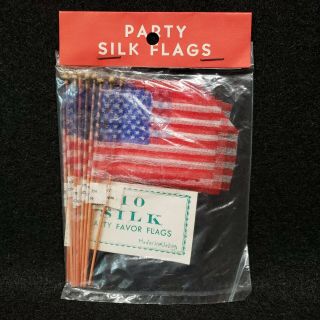 Vintage 50s 60s Silk Party Flags 50 Star Japan 10 Pack