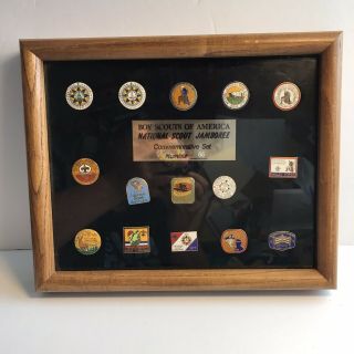 Boy Scouts Of America National Scout Jamboree Commemorative Pin Set Glass Frame