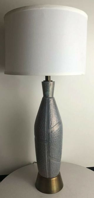 Vintage Mid Century Danish Modern Brutalist Textured Circa 1960s Ceramic Lamp