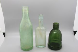 Set Of 3 Vintage Glass Bottles