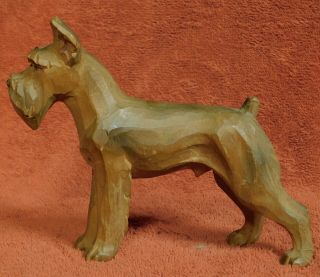 Vintage Pre Wwii Anri Style Carved Wood Dog Statue Figure Schnauzer Black Forest