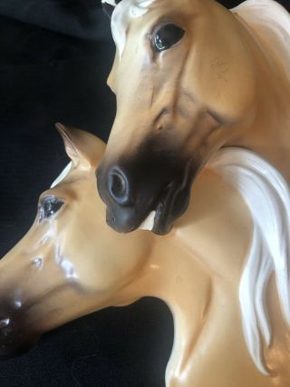 Norcrest Double Horse Head Wall Hanging Palomino Mare Stallion 3 - D 1950’s - 60s 3