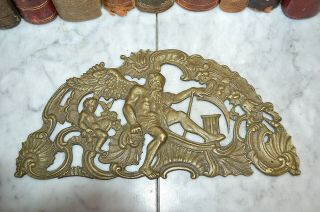 Antique French Pediment Bronze Figural Clock Mount Cherub Greek God Cronus