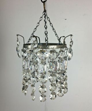 Small Vintage Glass Crystal Waterfall Chandelier Ceiling Pendant Lamp Light