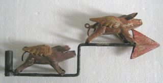 Vintage Old Iron Two Pigs Weather Vane.  Pigs With Wings Weathervane