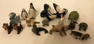 16 Vintage Hagen Renaker Miniature Ceramic Animal Figurines Skunk Penguin More