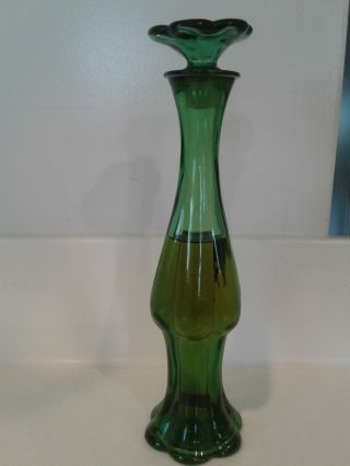 Vintage 1/2 Full Avon Emerald Green Glass Perfume Bottle Flower Bud Vase