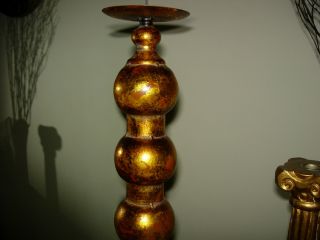 Tall Gold Metal Candle Holder (made To Look Old) - 18 " High X 4 1/2 " - - R3