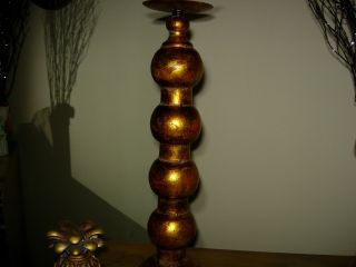 TALL GOLD METAL CANDLE HOLDER (MADE TO LOOK OLD) - 18 