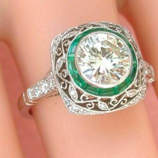 Antique Vintage Engagement Wedding Ring Sapphire 2ct Diamond 14k White Gold Over