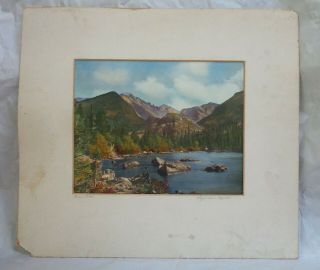 Vintage Lyman Byxbe Hand Tinted Photograph Bear Lake Signed Matte