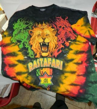 Rastafari Tye Dye T - Shirt Mens Large Take A Look Delta Pro Weight Look