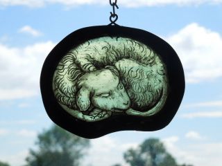 Vintage Stained Glass Fragment Of A Dog.