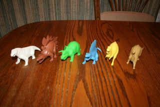 Set Of Six Vintage Tootsie Toy Large - Size Hollow Dinosaurs Playset B Ajax,  Marx