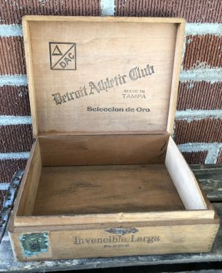 Vtg 1941 Detroit Athletic Club Dac Wood Cigar Box Seleccion Oro Especiales Rare