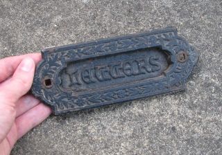 Antique Cast Iron Letter Box Plate Circa 1887 / Door Mail Slot / Mailbox