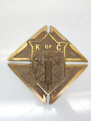 Vtg Knights Of Columbus Columbian Squires Counsellor Medal Brass Metal Plaque D6