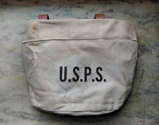 Vintage Usps Canvas Bicycle Mail Delivery Handlebar Bag Metal And Canvas