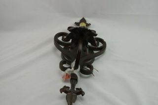 Cast Iron Electric Candle Wall Sconce Fleur De Lys Hard Wired 3