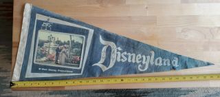 Vintage Disneyland Pennant With A 3d Postcard - Walt Disney Productions Blue