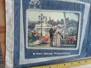 Vintage Disneyland Pennant with a 3D Postcard - Walt Disney Productions blue 3