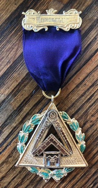 Vintage Masonic Medal With Ribbon On Pin