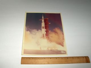 Vintage Nasa Iconic Apollo 11 Saturn V Rocket Launch A Kodak Color Photo