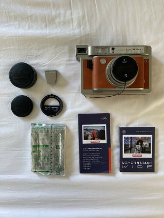 Lomography Lomo Instant Wide Complete W Lens Kit & Film — Brown Vintage Leather