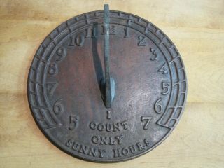 Vintage Virginia Metalcrafters Garden Decor Sundial " I Count Only Sunny Hours "