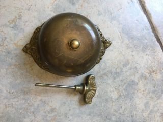 Vintage Antique Brass Door Bell Turn Ringer Needs Work,