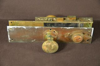 Antique Hardware 1920s Corbin Mortice Entry Lockset Solid Brass Knobs & Plates