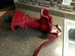 Hand Powered Cast Iron Pitcher Pump Well House Water Red Heavy Vintage