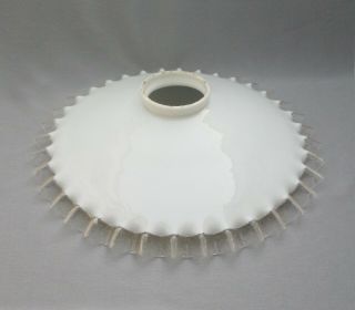 Antique Vintage French Ruffled Opaline Milk Glass Ceiling Shade ø10 " (3)