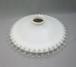 Antique Vintage French Ruffled Opaline Milk Glass Ceiling Shade ø10 "