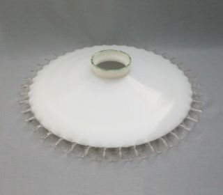 Antique Vintage French Ruffled Opaline Milk Glass Ceiling Shade ø10 " (2)
