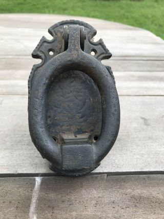Antique Door Knocker Cast Iron Black Oval Ring