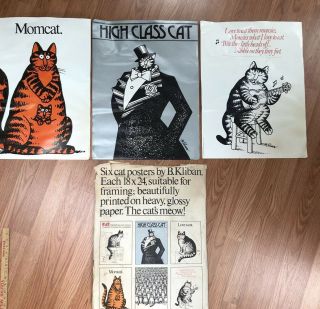 B.  Kliban 1977 Set Of 3 Cat Posters Distressed W/envelope Workman Pub Pre - Owned