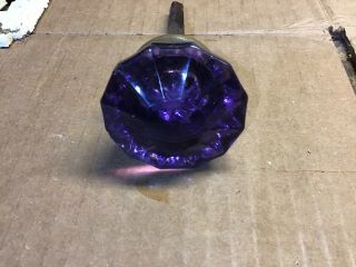 Vintage Antique 12 Point Purple Crystal Glass Door Knob Handle