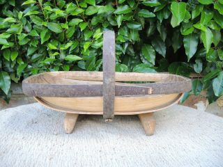 Vintage Sussex Wooden Trug Garden Basket 37 Cm Long (659)