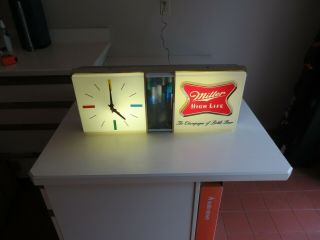 Vintage Lighted Miller High Life Beer Sign With Clock - 1960s See Photos